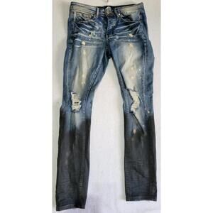 World Tour Premiere Distressed  Womens Paint‑Splatter Straight‑Leg Jeans Size 30